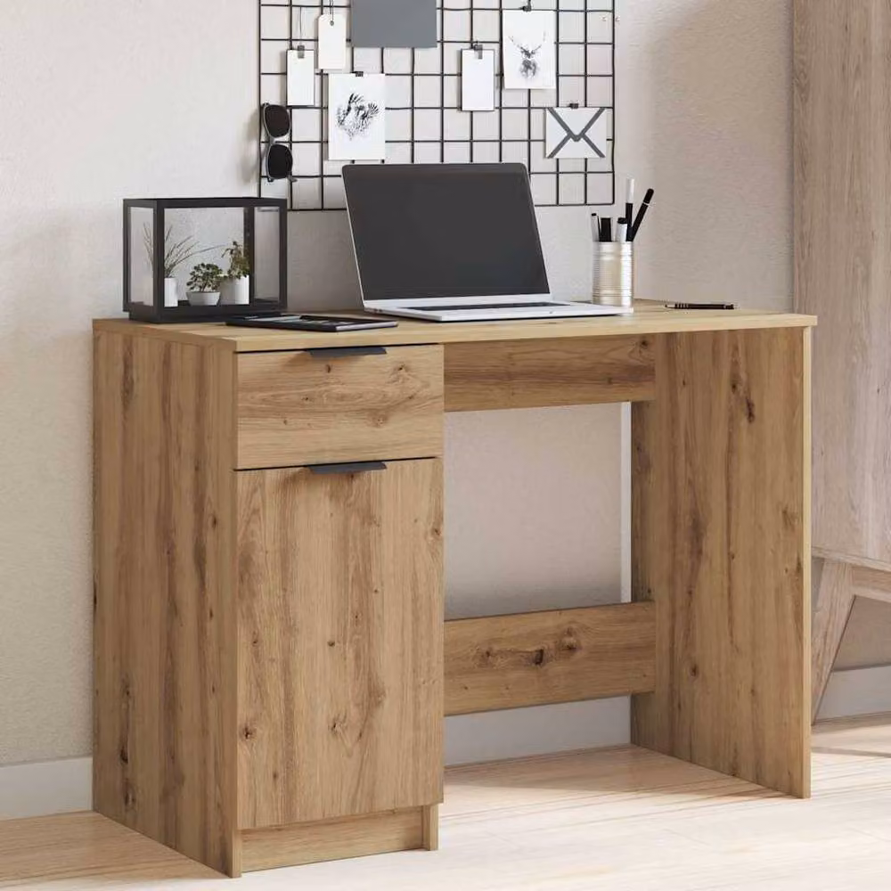 Berkfield Home Artisan Oak Computer Desk in Brown, W/D/H: 100 x 50 x 75 cm – 2