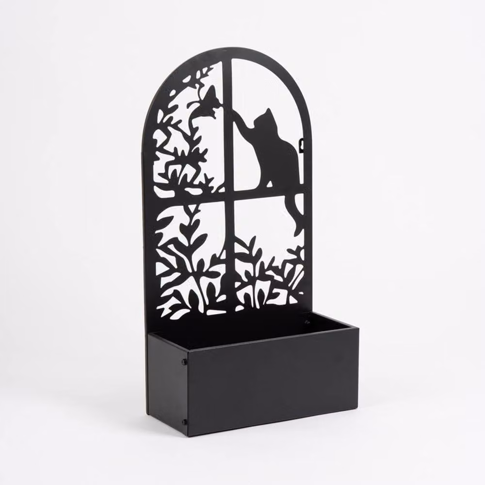 Scottish Everlastings Ltd Black Cat Metal Planter with Screen, W: 65 cm, D: 35 cm, H: 15 cm – 3