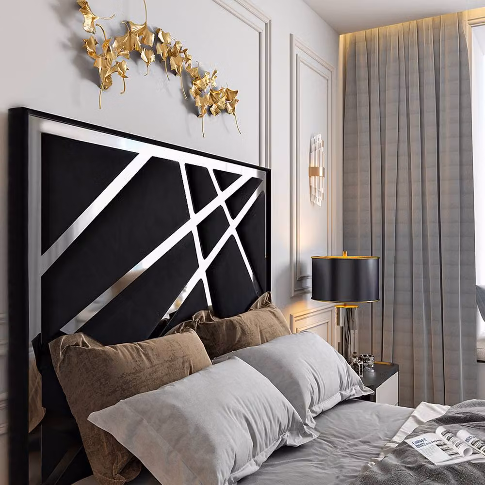 KDMD Askham King Size Upholstered Soft Velvet TV Bed Frame in Black – 4