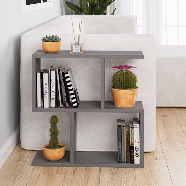 Decortie Homemania Modern 4-Compartment Side Table in Dark Grey, W/D/H: 60 x 60 x 60 cm – 1