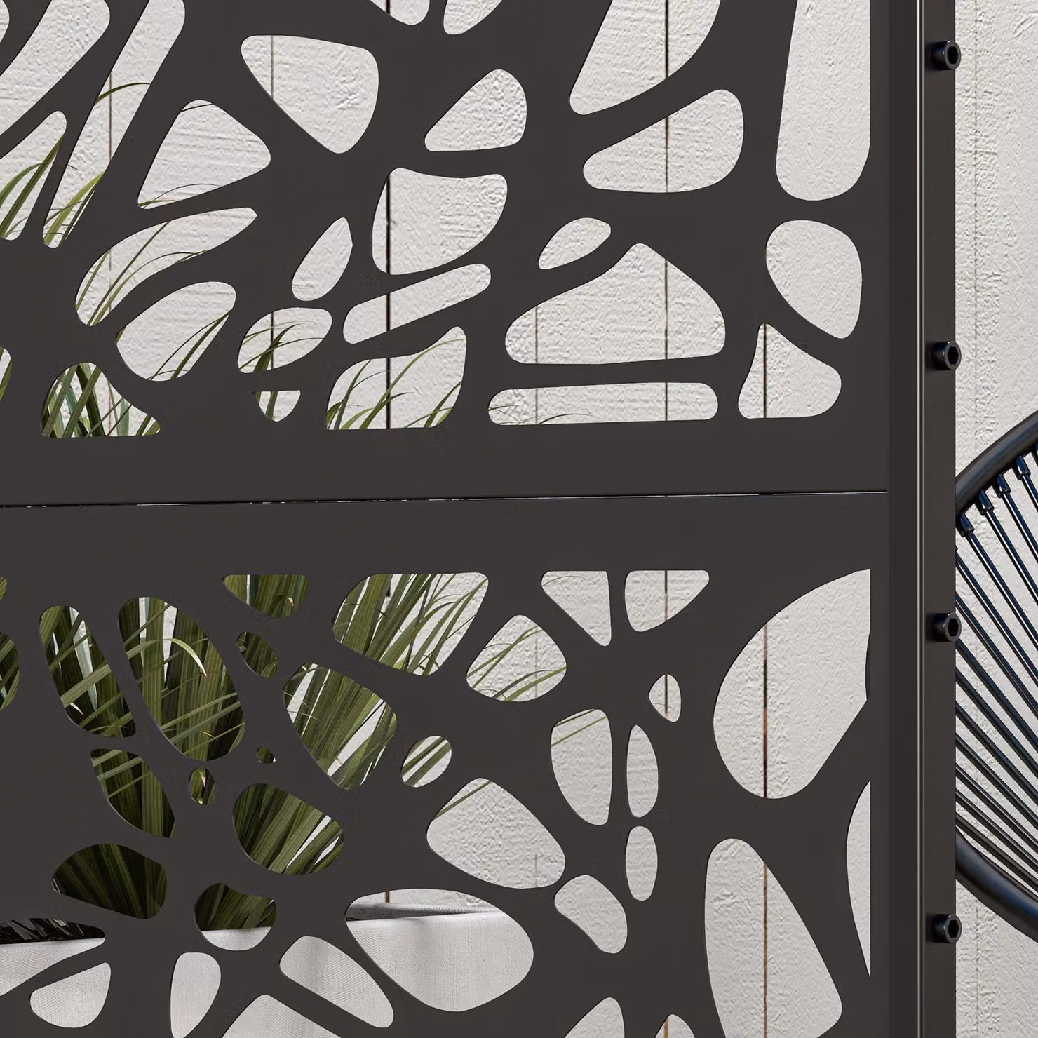 Outsunny Metal Decorative Privacy Screen Outdoor Divider, Black, H 198 x W 45 x D 3 cm – 8