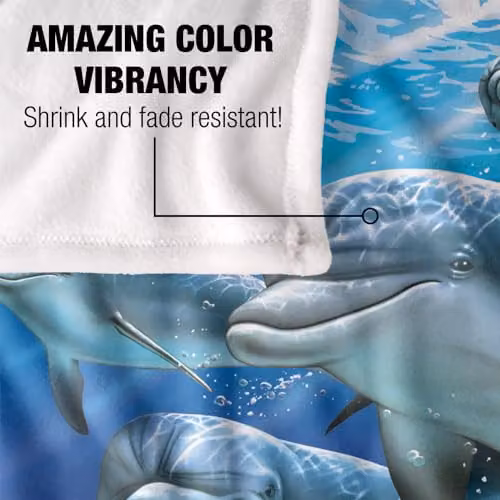 JQ Licensing Royce Mcclure Dolphin Travelers Silky Touch Super Soft Fleece Throw Blanket, White, W/D/H: 152 x 127 cm – 3