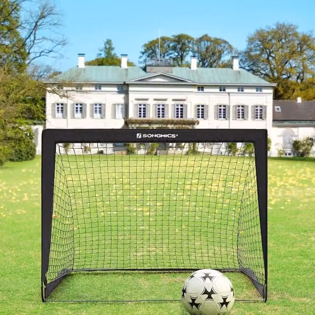 The Bazaarist Set of 2 Foldable Kids Football Goals in Black, W/D/H: 120 x 80 x 80 cm