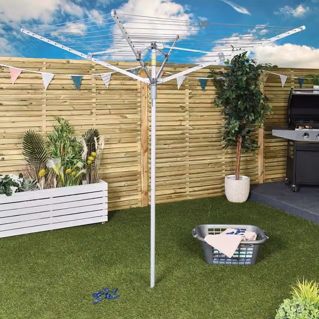 Addis 45 Metre Rectangular Arm Rotary Clothes Airer in Grey