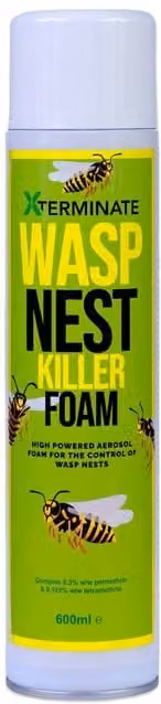 Xterminate Wasp Nest Killer Spray Foam with 5m Long Reach for Indoor and Outdoor Use, White, 1 Pack