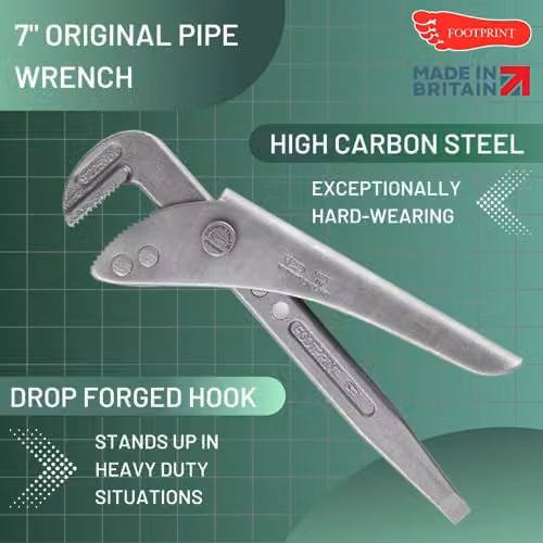 Footprint Original Adjustable Pipe Wrench, 7 Inch/178mm Heavy Duty Drop Forged High Carbon Steel Silver – 2