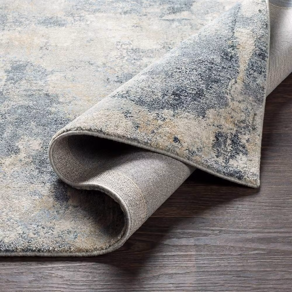 Livabliss Avellino Abstract Modern Marble High Pile Living Room Rug in Blue, Grey and Beige, W: 160 cm, L: 215 cm – 3