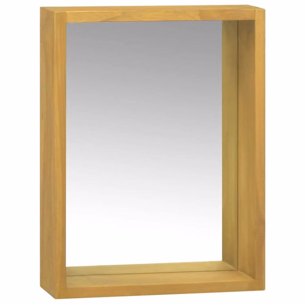 Berkfield Home Mirror Cabinet in Brown Solid Teak Wood, W/D/H: 30 x 10 x 40 cm – 1