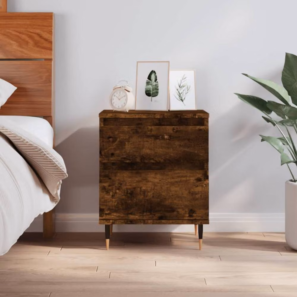 Berkfield Home Modern Bedside Cabinet in Smoked Oak Brown, W: 40 cm, D: 35 cm, H: 50 cm – 2