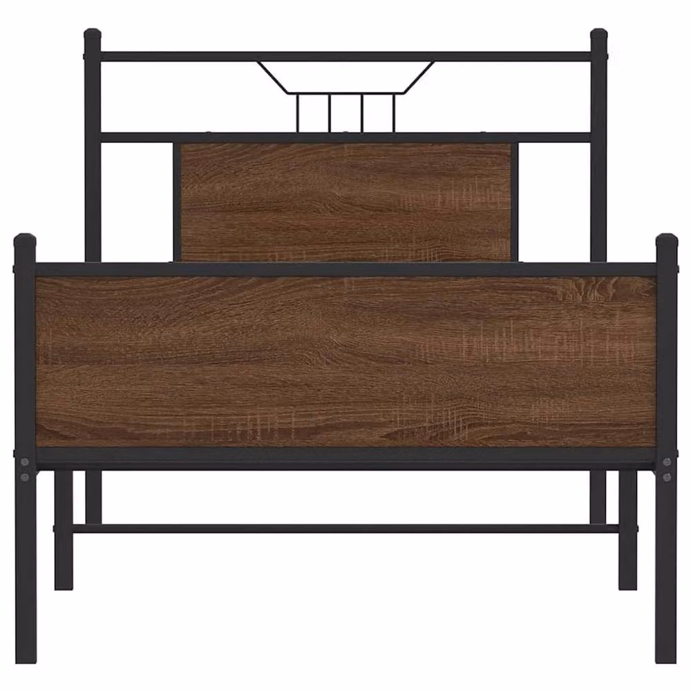 Berkfield Home Industrial Oak and Metal Bed Frame, Brown, W/D/H: 80 x 190 x 91.5 cm – 3
