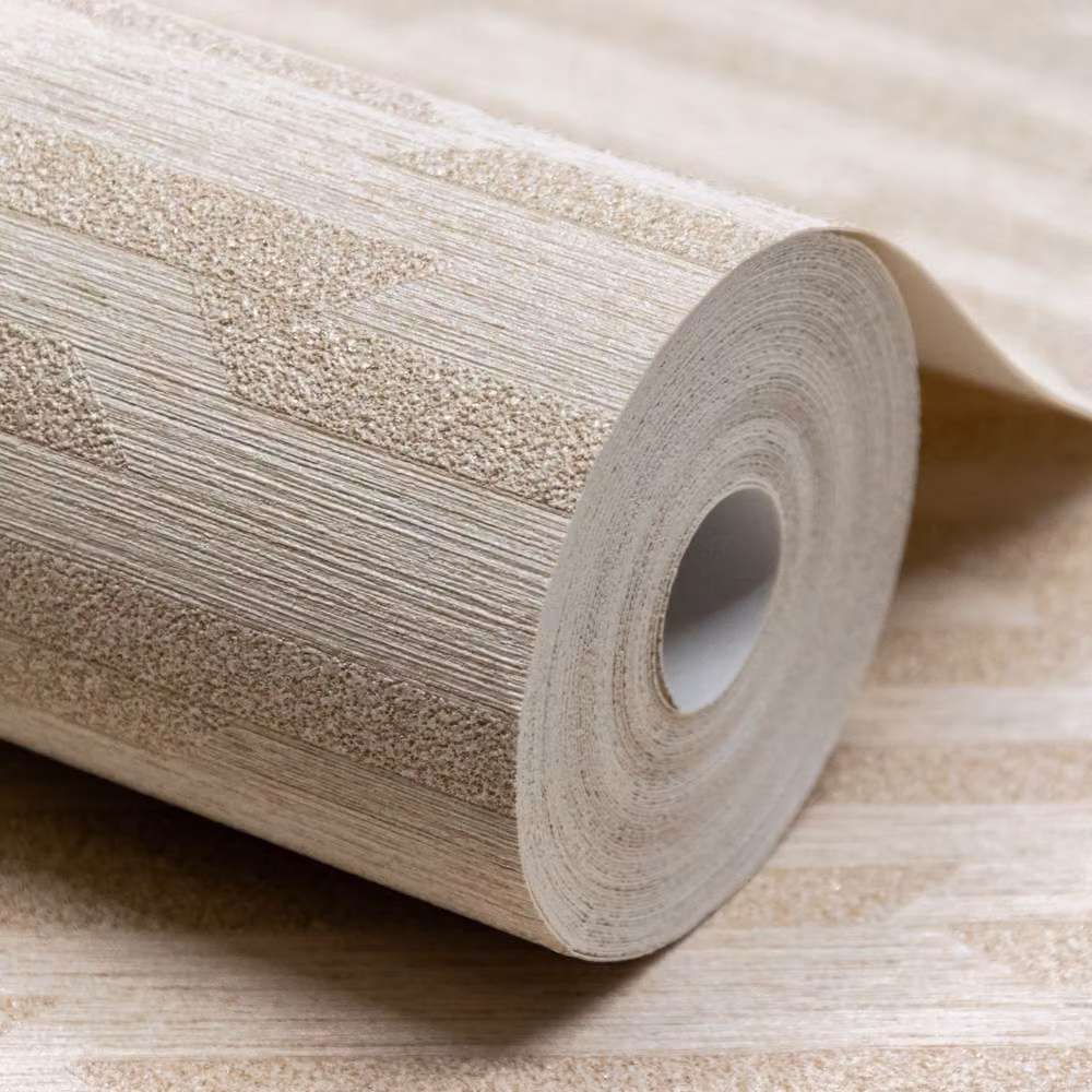 Grandeco Boutique Dioret Stacked Stones Texture Embossed Wallpaper in Taupe, Gold and Beige – 2