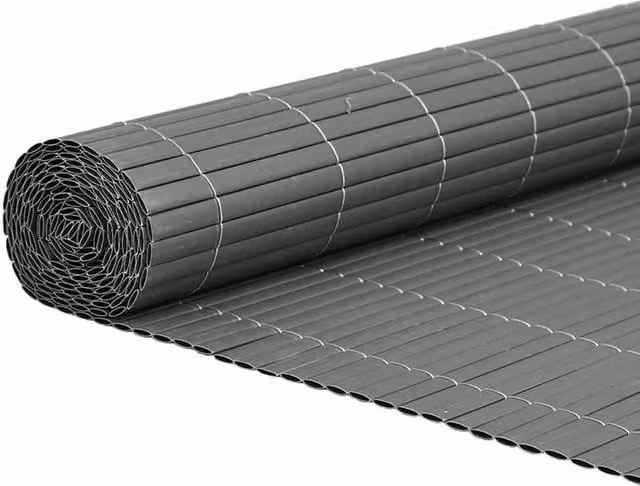 Berkfield Double-Sided Grey PVC Garden Fence Mat, H: 180 cm, W: 500 cm