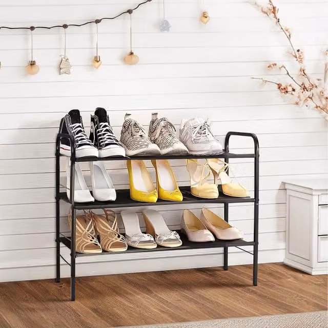Lifeideas 3-Tier Freestanding Shoe Rack with Metal Frame in Bronze and Black