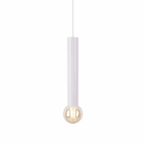 Netlighting Marvi Modern Slim Cylinder Pendant Ceiling Light in White with E27 Socket