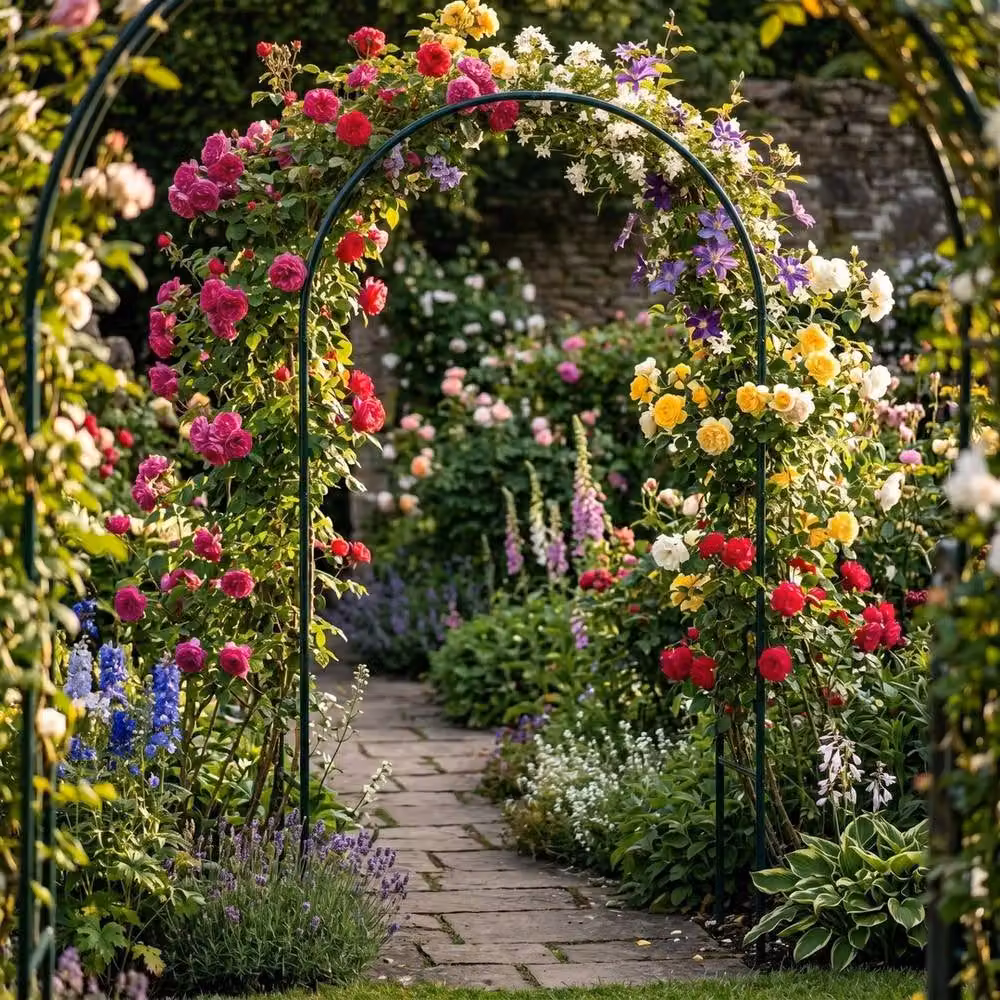 Havendro Metal Garden Arch Wedding Entrance Floral Frame Stand, Black, H 240 x W 140 x D 37 cm – 3