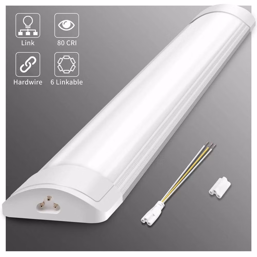 NESTLUNE White LED Batten Light, 6500K Daylight Connectable Fluorescent Strip Light – 3