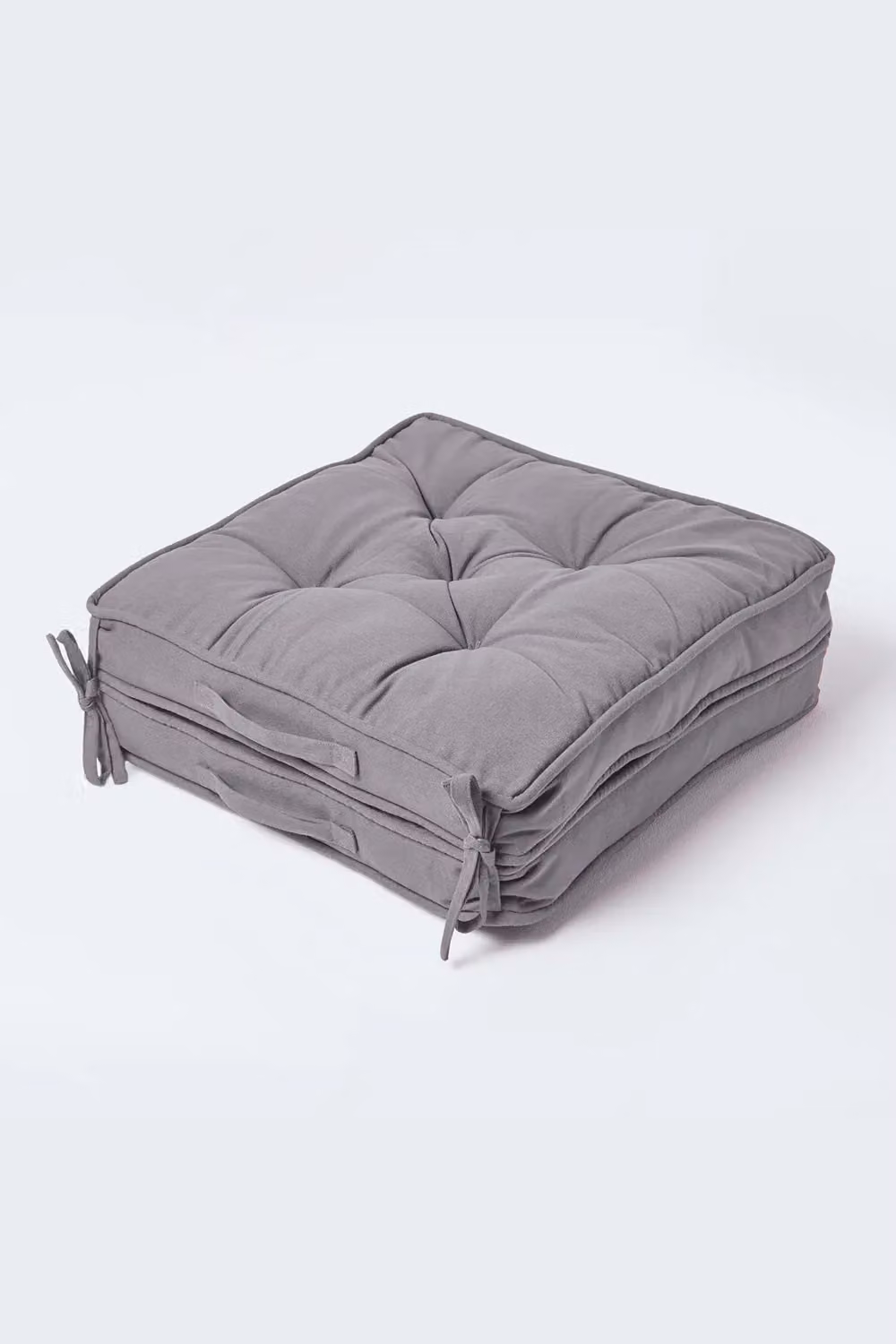 Homescapes Grey Cotton Travel Booster Cushion, Firm Square Seat Pad and Backrest, W/D/H: 50 x 50 x 10 cm – 2