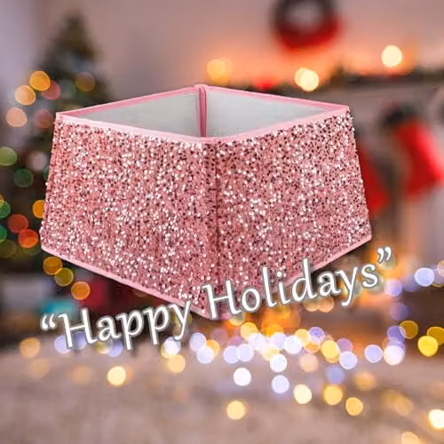 VFM e-Store Folding Sequin Christmas Tree Skirt in Rose Pink – 4