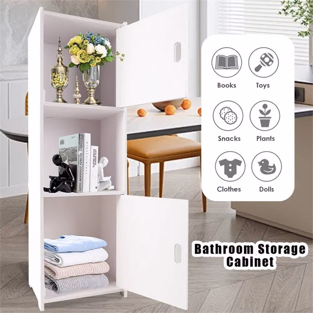 Nordara White Waterproof Freestanding Bathroom Storage Cabinet with Hinged Doors and Internal Shelves, W: 90 cm, H: 65 cm – 3