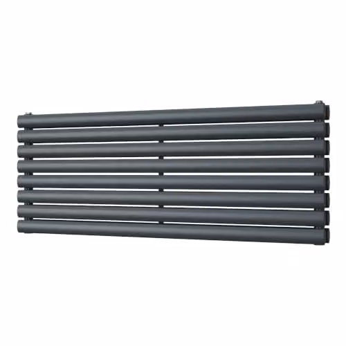 UK Radiators Omeara Axis Anthracite Elliptical Tube Horizontal Designer Double Panel Radiator H: 46.4 cm, W: 120 cm – 2