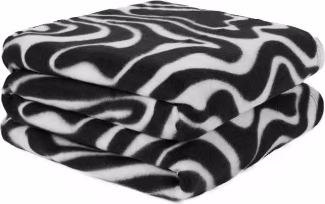 OHS Swirl Abstract Geometric Fleece Throw Blanket in Black and White