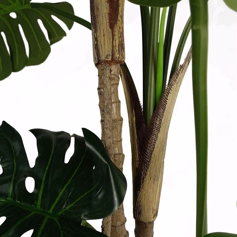 Botanik Leaf 150cm Artificial Monstera Plant in a Green Copper Metal Planter with Black Pot – 4