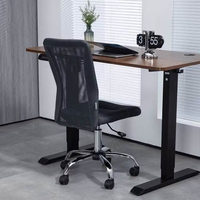 Vinsetto Modern Armless Swivel Task Chair in Grey Fabric with Castors
