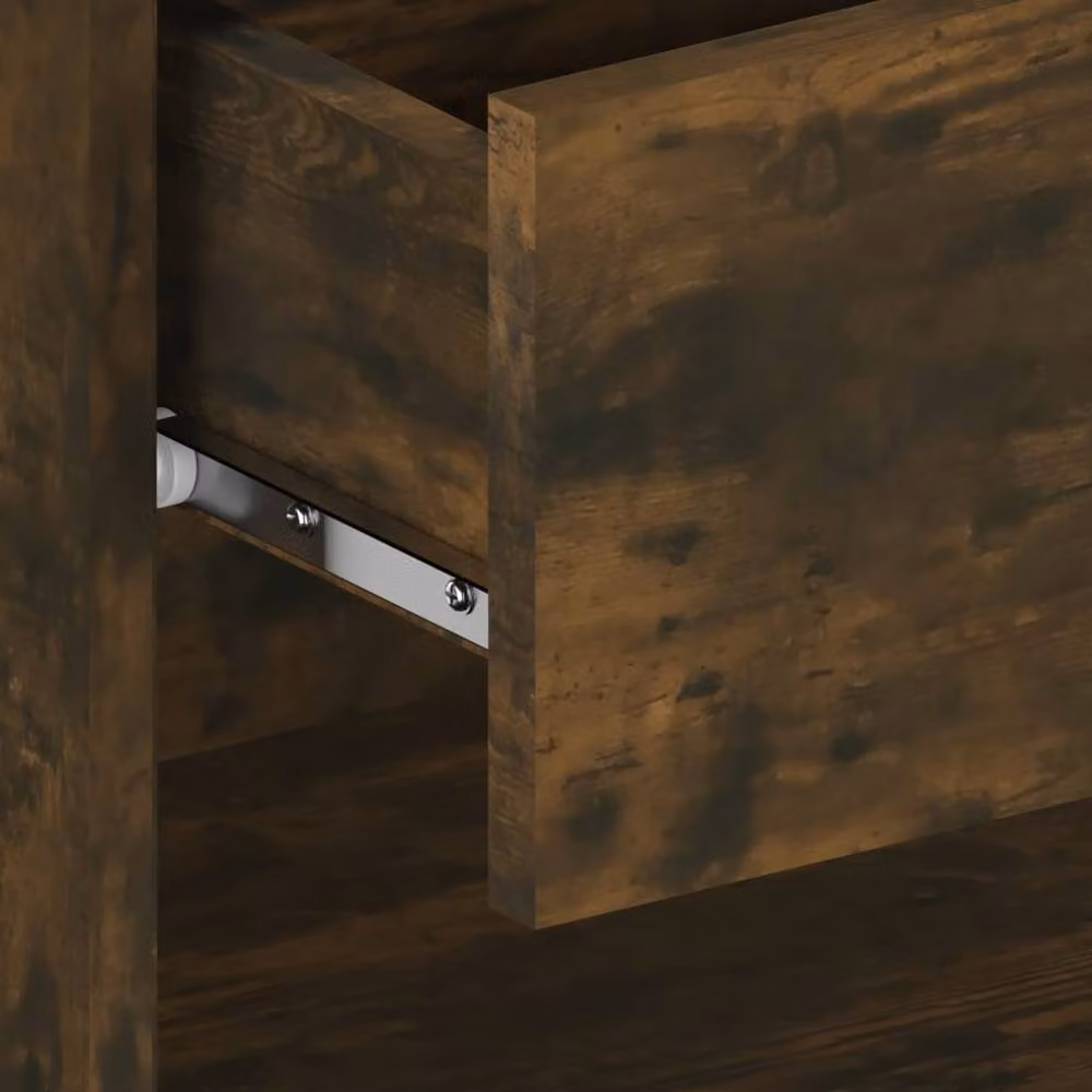 Berkfield Home Set of 2 Wall-mounted Bedside Cabinets in Smoked Oak Brown, W/D/H: 46 x 29.5 x 30 cm – 6