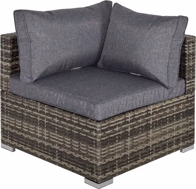 Outsunny Rattan Wicker L-Shape Corner Sofa with Cushions in Deep Grey