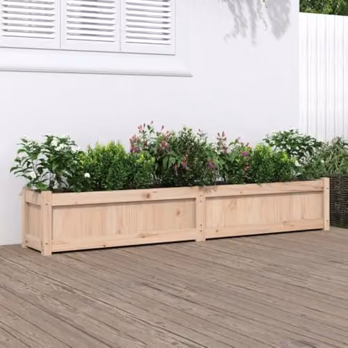 vidaXL Brown Solid Wood Pine Garden Planter Tub W: 180 cm, D: 31 cm, H: 31 cm – 2