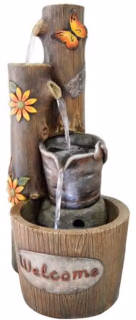 Altico Round Tabletop Mains Power Water Feature Fountain in Grey
