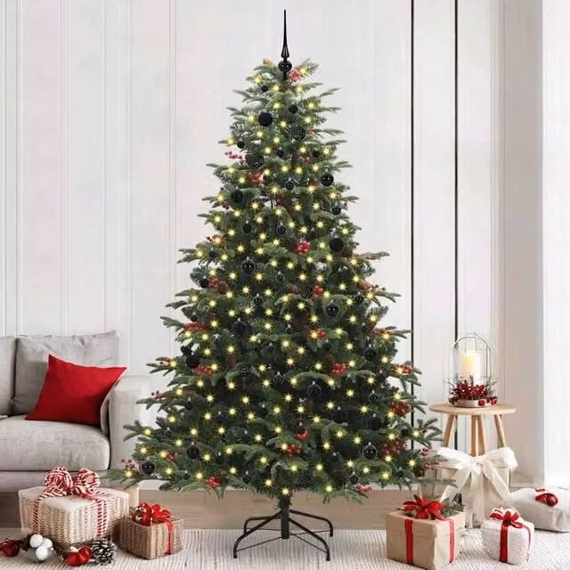 Berkfield Home Artificial Green Christmas Tree with 300 LEDs and Stand, Height: 240 cm