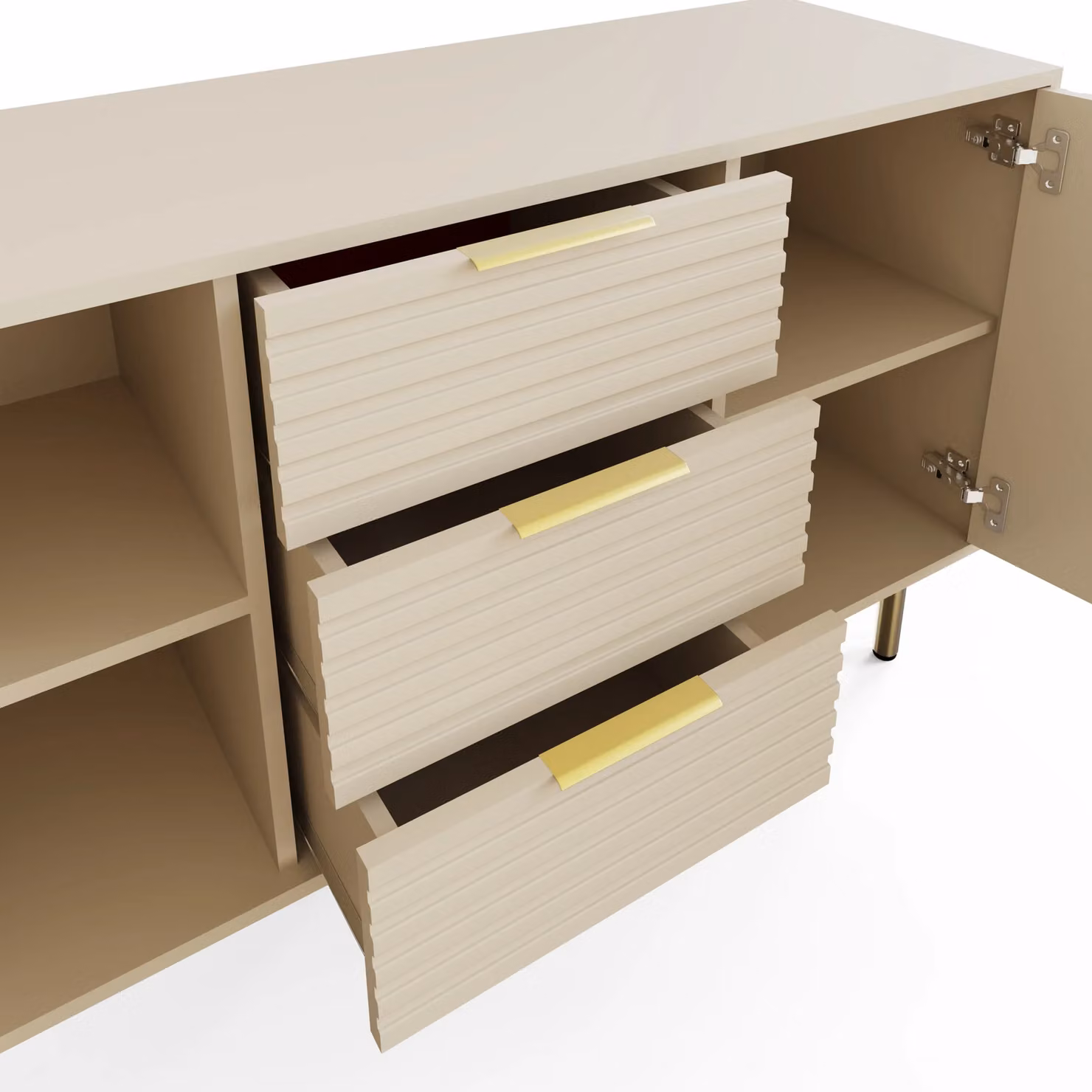 GFW Nervata Modern Sideboard in Ivory with 2 Doors and 3 Drawers – 3