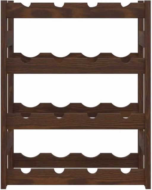 Berkfield Home Beautiful Rustic Brown Solid Pine Wall Mounted Wine Rack for 16 Bottles