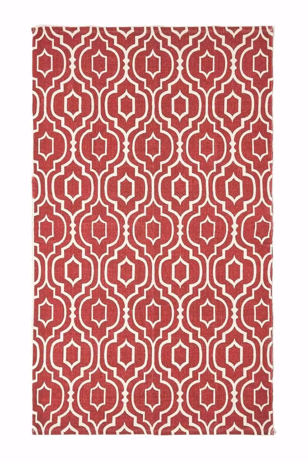 Homescapes Riga Geometric Patterned Cotton Rug in Red and White, W: 160 cm, D: 230 cm – 2