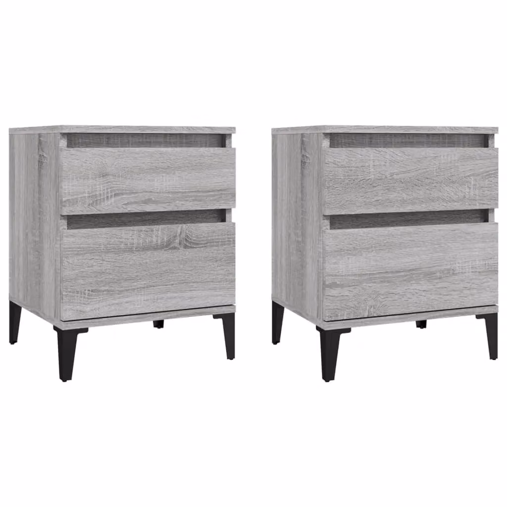 Berkfield Home Set of 2 Grey Sonoma Bedside Cabinets, W/D/H: 40 x 35 x 50 cm – 2
