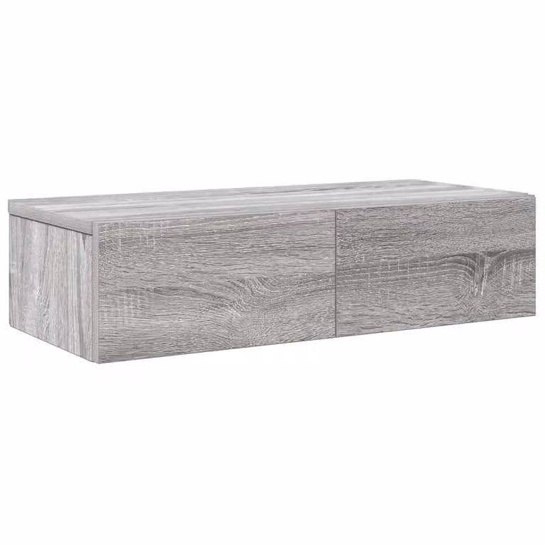 Berkfield Home Wall Mounted Shelf with Drawers in Grey Sonoma, W: 60 cm, D: 26.5 cm, H: 15 cm