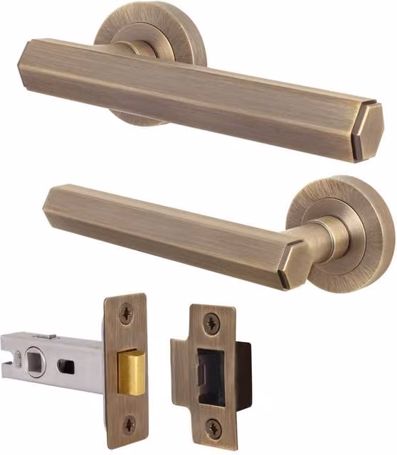 AFIT Antique Brass Internal Door Handle and Latch Set in Bronze – 1