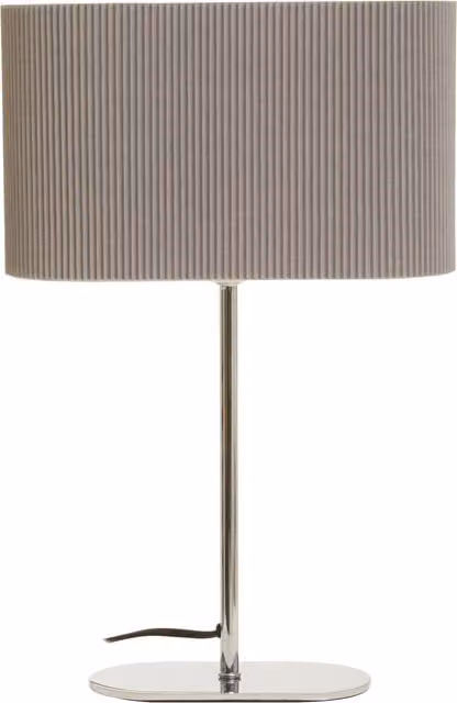Premier Housewares Silver Metal Table Lamp with Grey Fabric Shade, H 41 x W 26 x D 26 cm