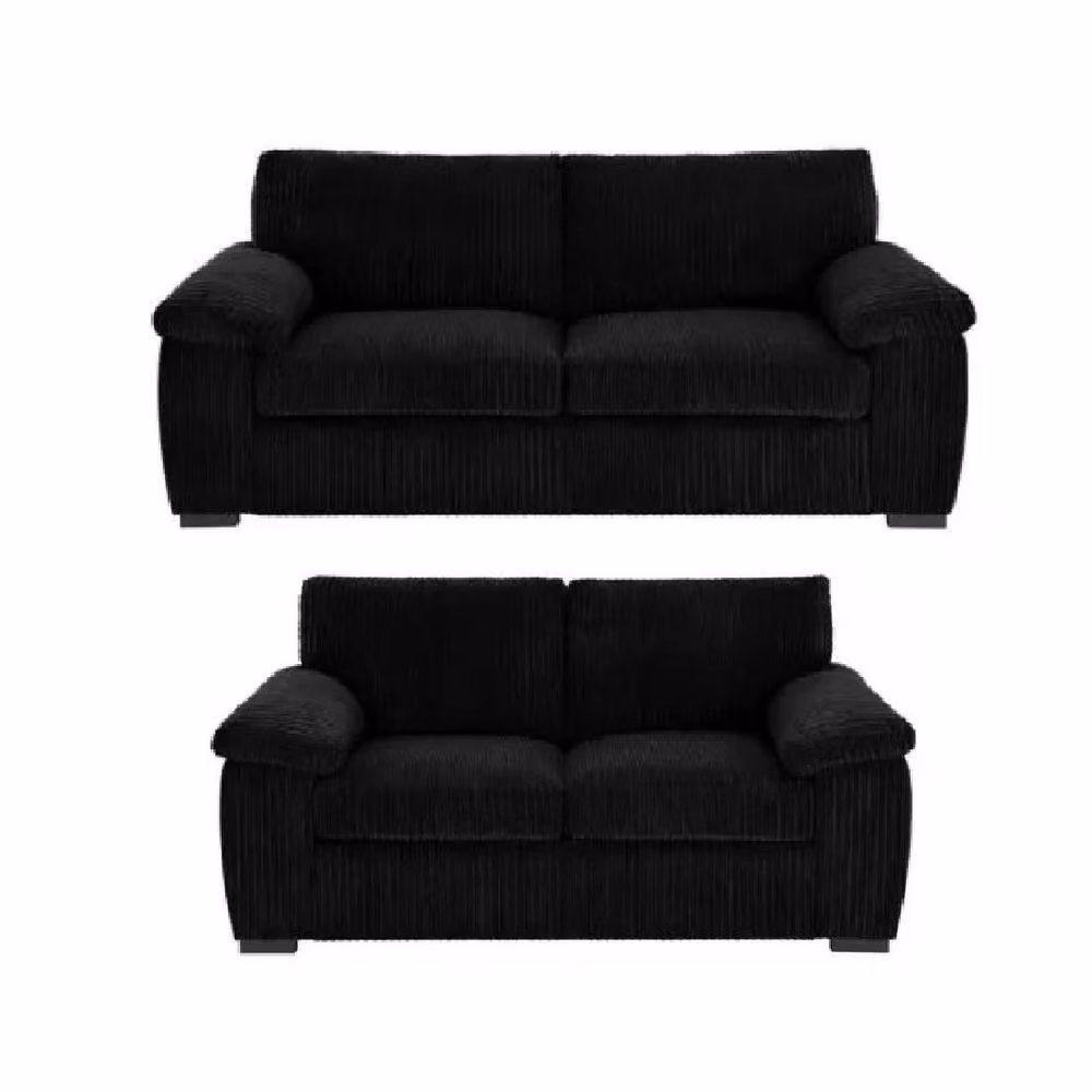 SquareBoxx Positano 3+2 Seater Sofa Set in Black Striped Jumbo Cord Fabric – 2