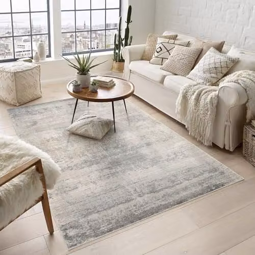 Desire Rugs Maia Mist Abstract Non-Slip Washable Area Rug, Grey, W: 160 cm, D: 240 cm
