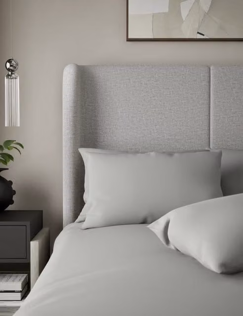 M&S x Kelly Hoppen 2 Pack 500 Thread Count Cotton Sateen Pillowcases in Grey