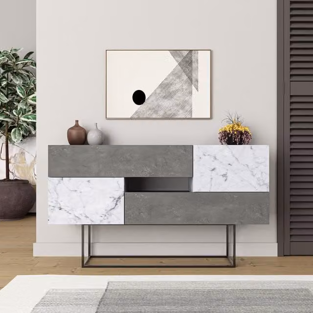 Decortie Eros Retro Sideboard Display Unit in Grey