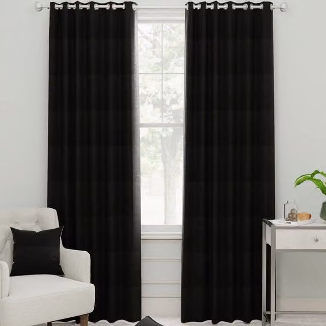 Linda Barker Royal Velvet Made to Measure Opaque Black Eyelet Curtain Panel