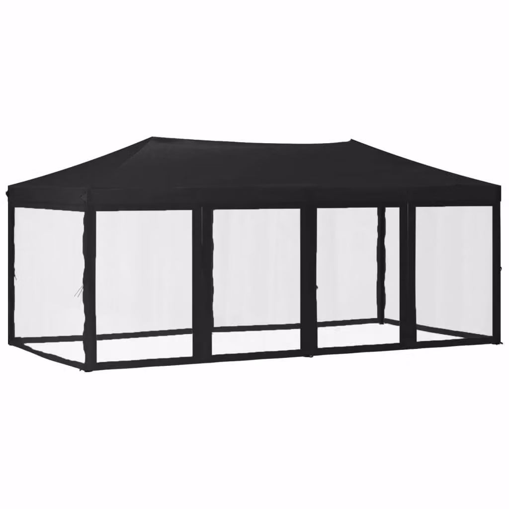 Berkfield Home Folding Party Tent with Sidewalls, Black and Silver, W: 6 m, D: 3 m, H: 3 m – 1