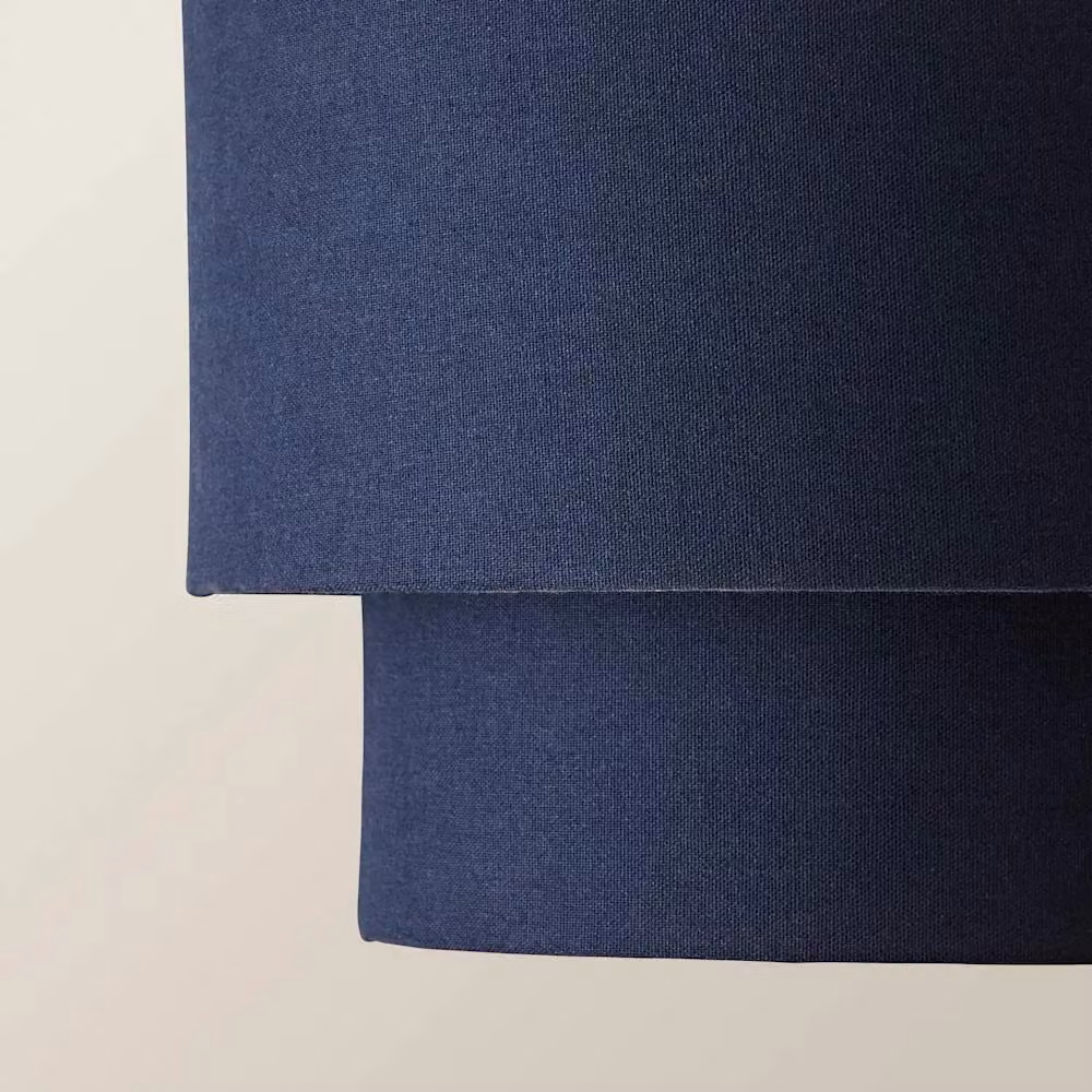 ValueLights Jodie Two Tier Linen Drum Ceiling Light Shade in Blue – 3