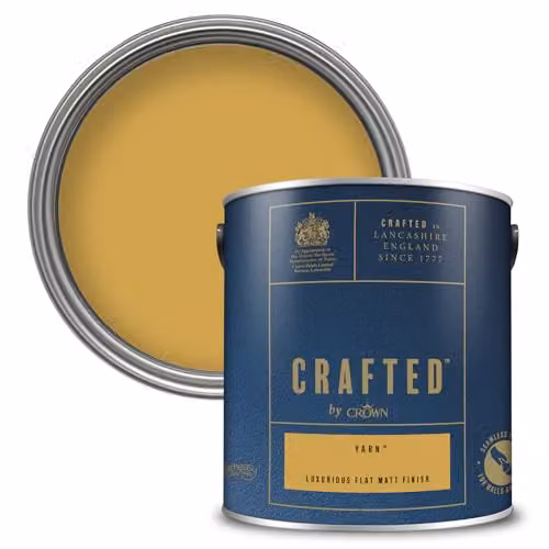 Crown Crafted Solvent-Free Water-Based Matt Emulsion Paint, Yellow, 2.5 l – 1