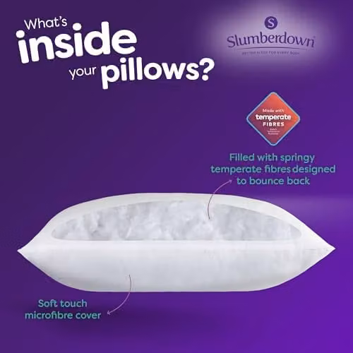 Slumberdown Climate Control Firm Support Pillows, 2 Pack, White, W: 74 cm x D: 48 cm – 3