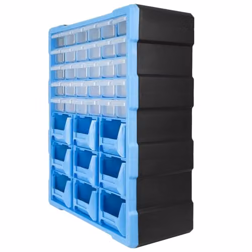 TekBox DIY Storage Organiser Unit with 60 Drawers in Blue – 3