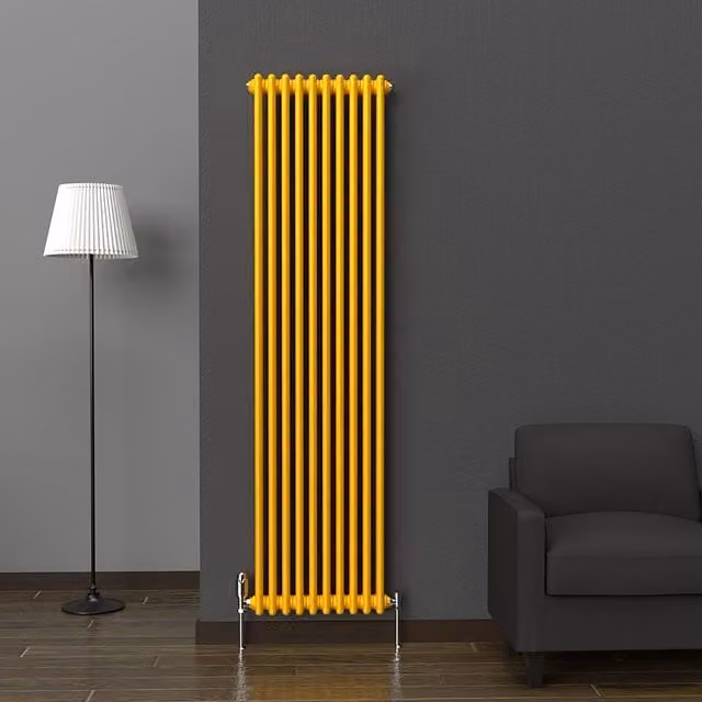 Lux Heat Vertical Coloured Column Radiator in Sunflower Yellow, H 180 cm x W 47 cm